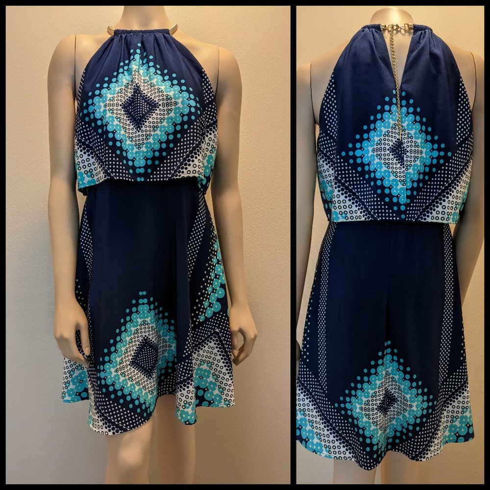 Jessica Simpson Tank 2 Tiered Dress Navy Sz 6